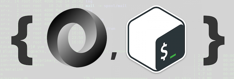 The logos for bash and JSON next to each other